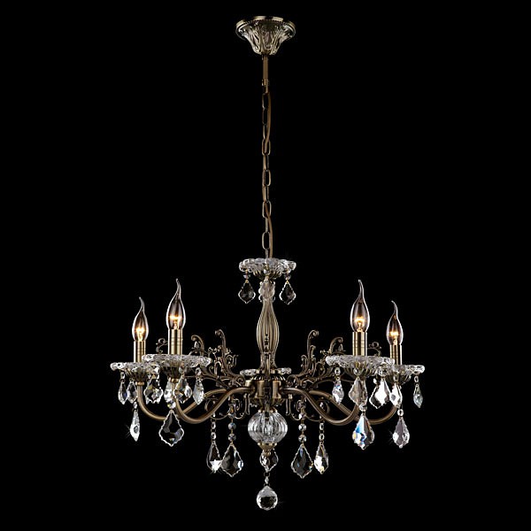 Подвесная люстра Eurosvet Elisha 3281/5 античная бронза/прозрачный хрусталь Strotskis - 1