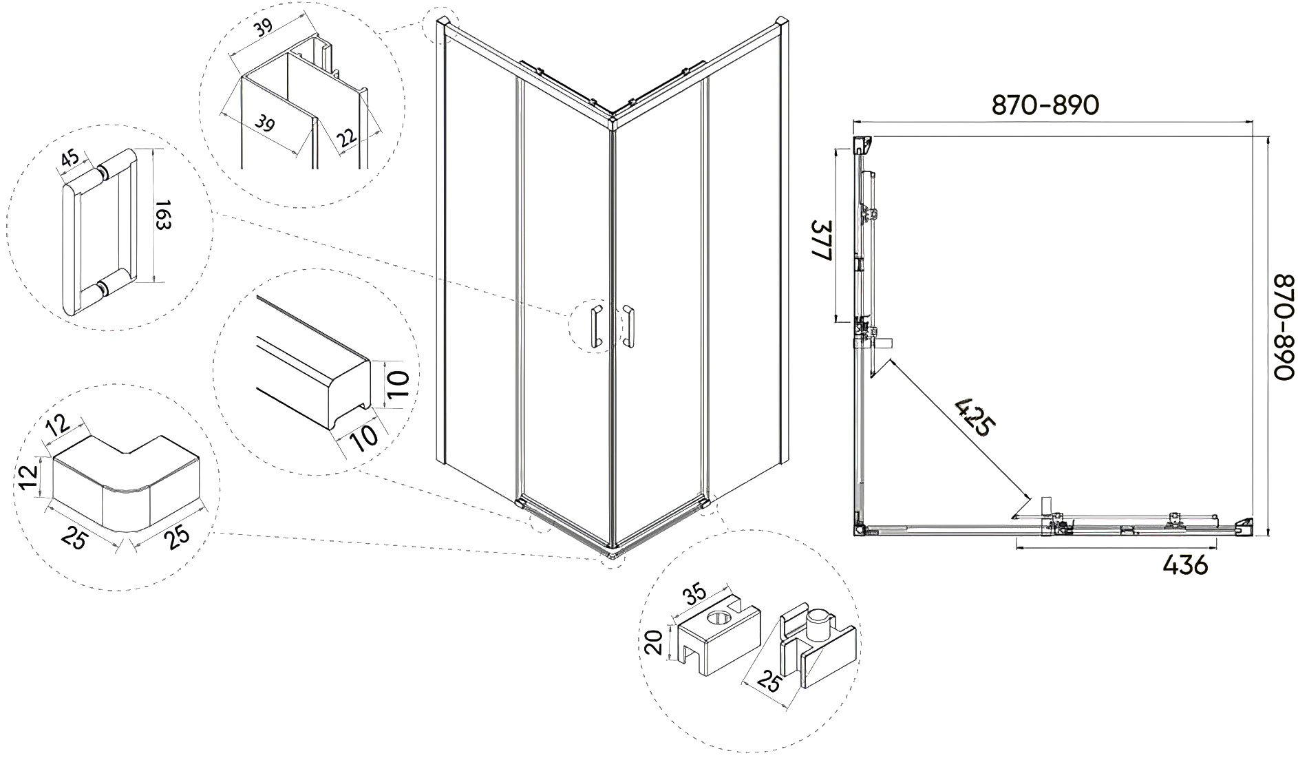 Душевой уголок Veconi Rovigo 90x90, хром  RV47-90-01-C4 - 4