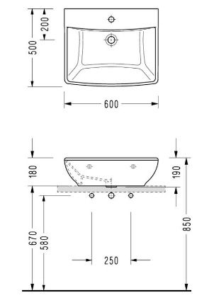 Накладная раковина Serel  60 см  2045 - 1