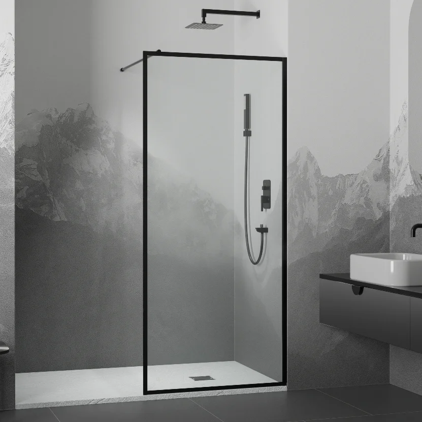 Душевая перегородка RGW Walk In WA-012B 90х200 профиль черный стекло прозрачное 35101290-84 - 0