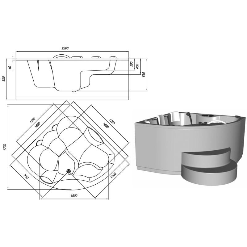 Акриловая ванна Kolpa San Gaia 160х160 белая 5045-01 - 2