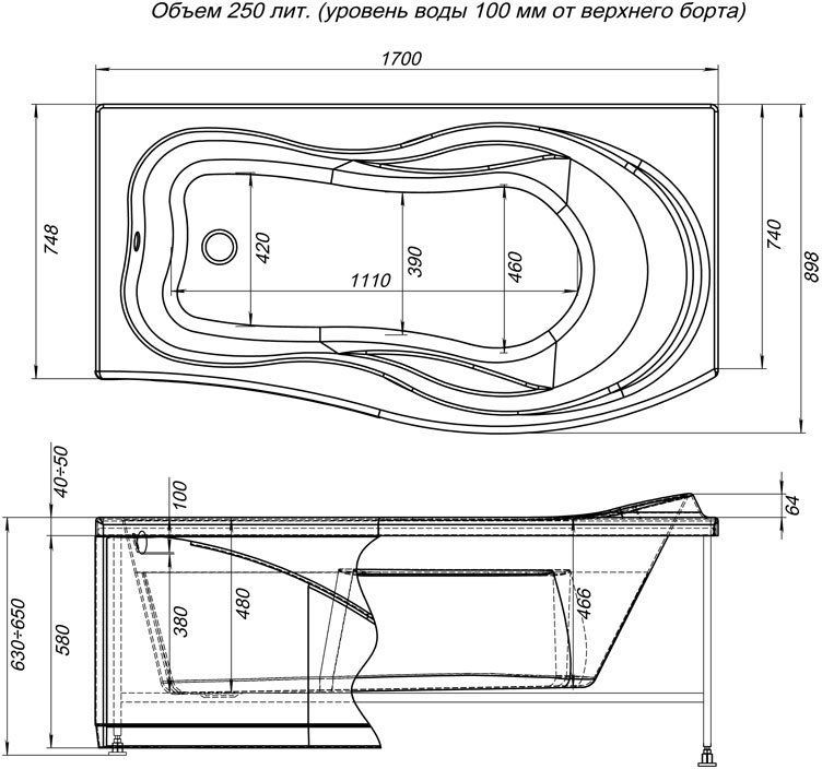 Экран для ванны фронтальный AQUANET Borneo (00165307) - 1