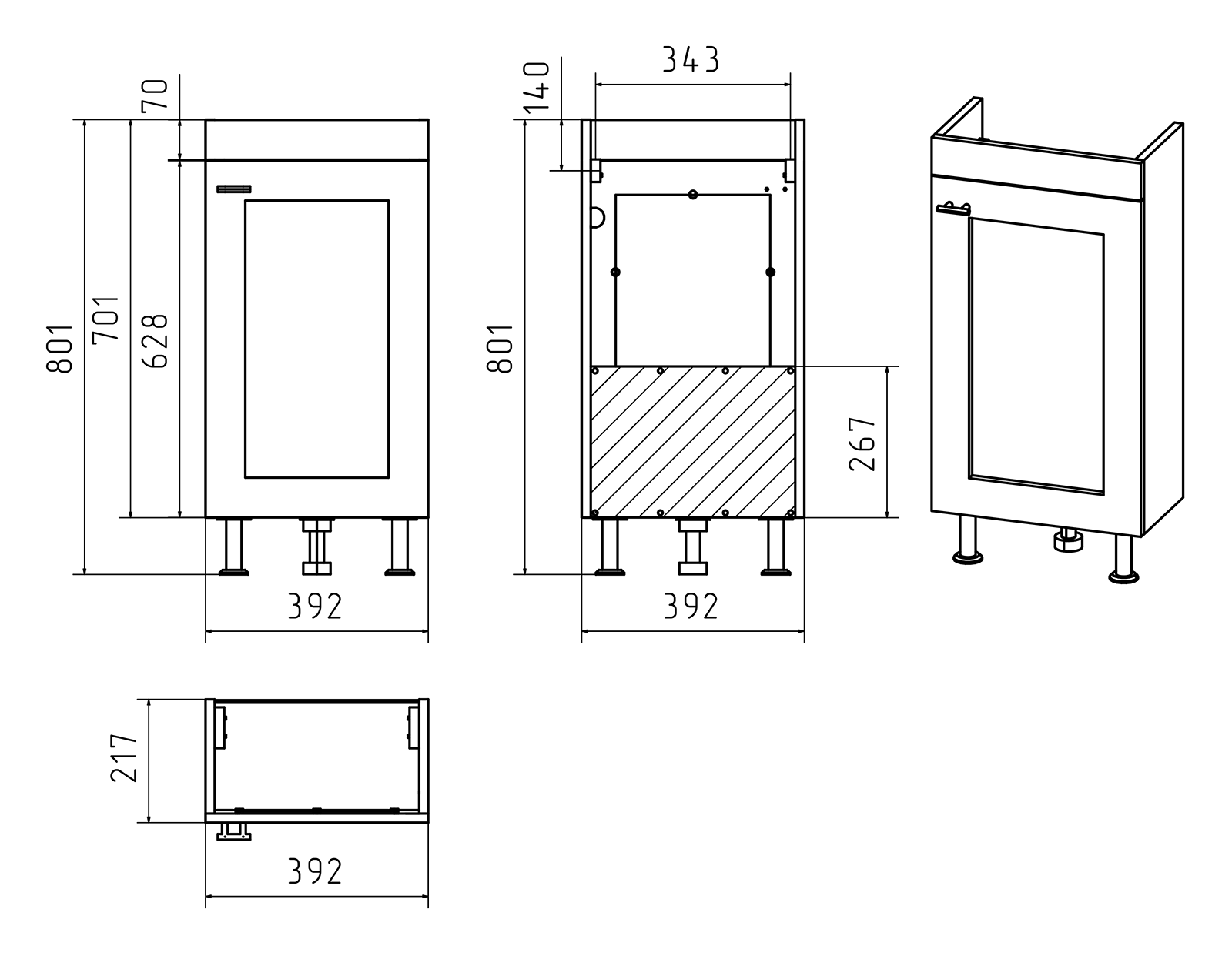Тумба с раковиной Misty Урал 40 белый - 4