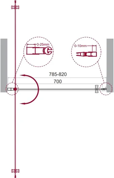 Душевая дверь BelBagno Etna 80 профиль хром  ETNA-B-1-80-C-Cr-90 - 4