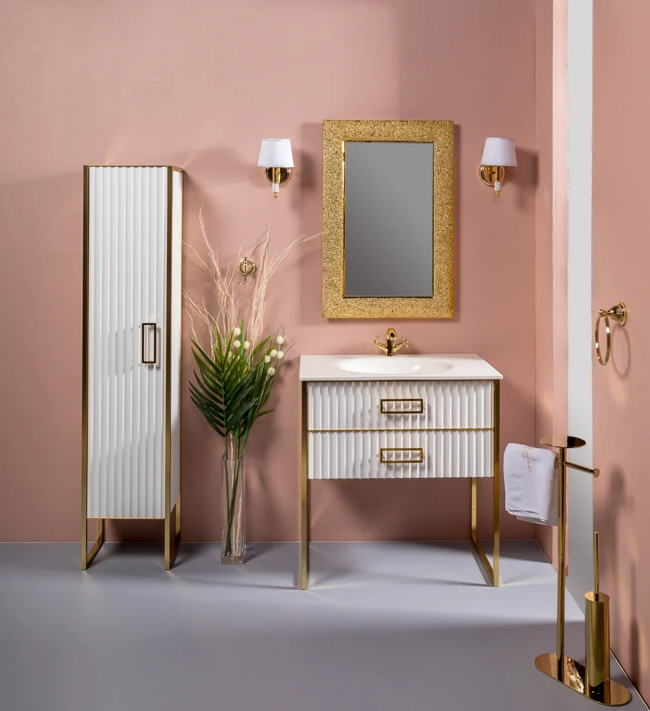 Тумба под раковину моноблок Boheme Armadi Art Monaco 80 белый глянец - золото 866-080-WG - 1