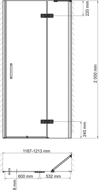 Душевая дверь в нишу Wasserkraft Aller Black 10H05RB 120 см 10H05RBLACK - 4