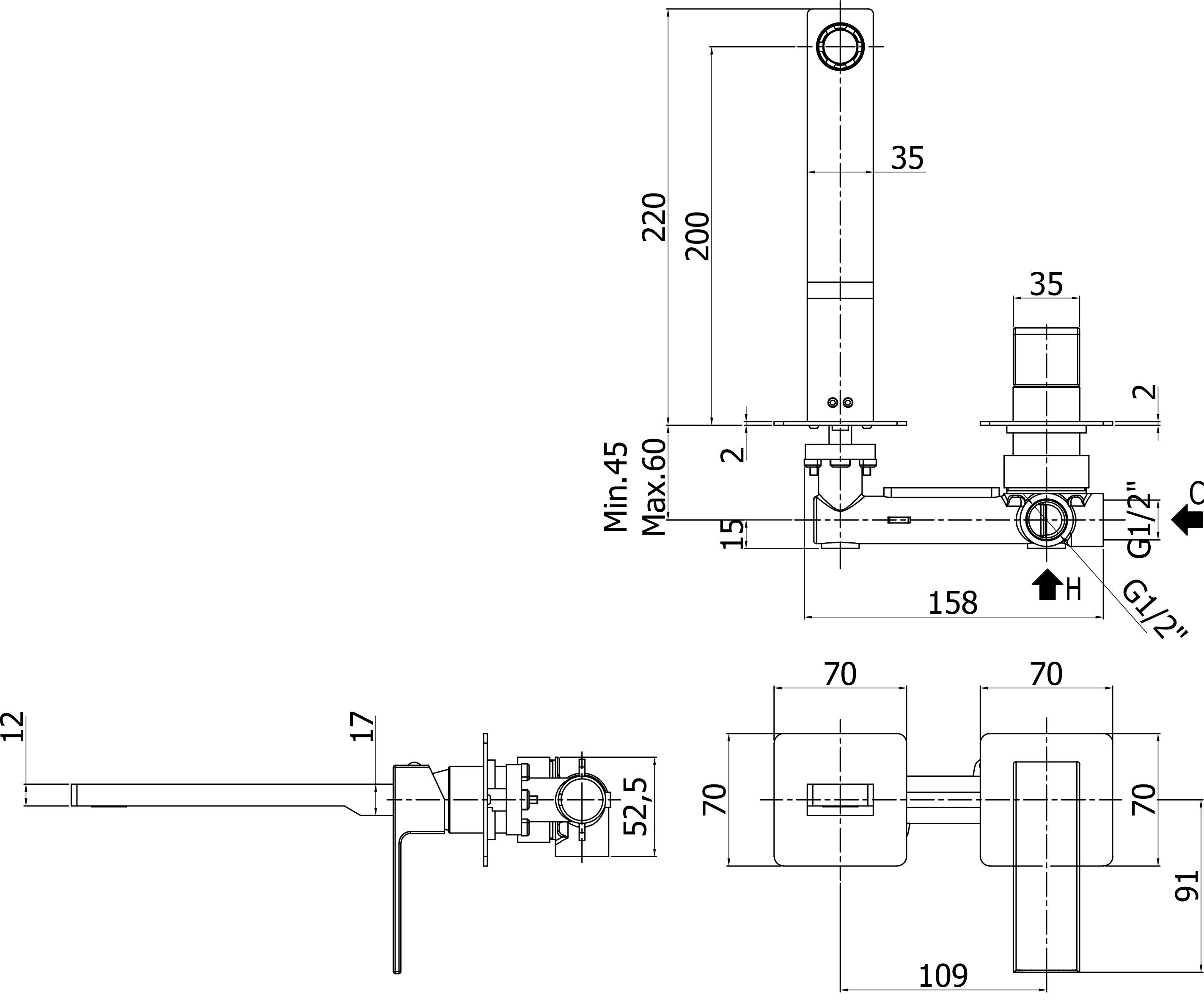 Смеситель Paffoni Elle EL105NO70 С ВНУТРЕННЕЙ ЧАСТЬЮ, для раковины - 1