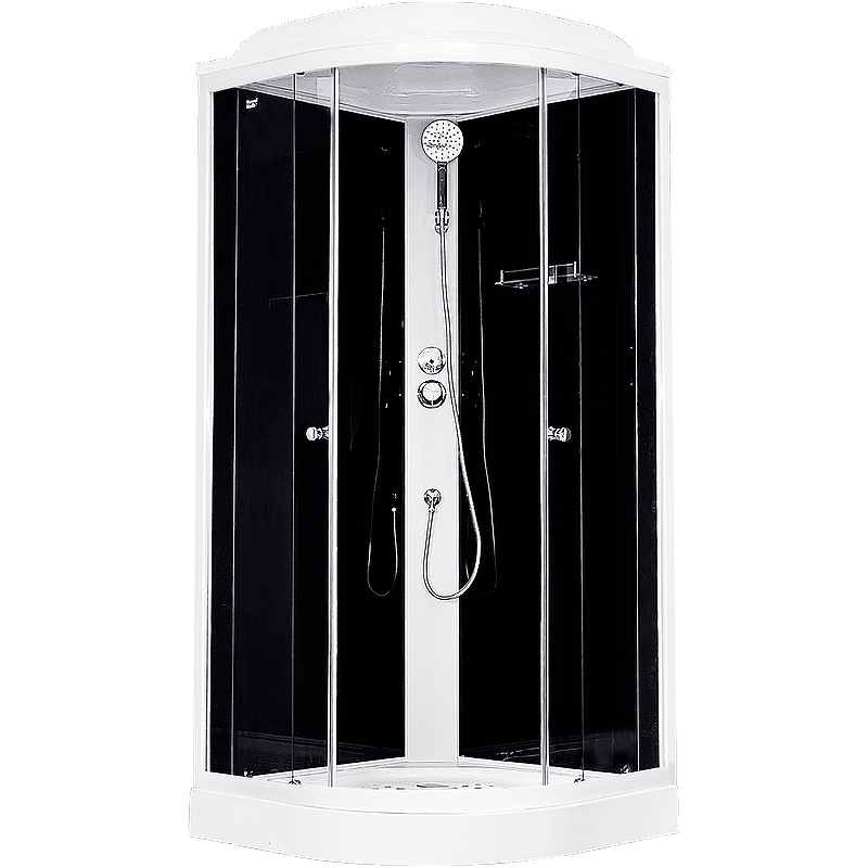 Душевая кабина Royal Bath HK 90x90 профиль белый стекло прозрачное задняя стенка черная RB90HK5-BT - 0