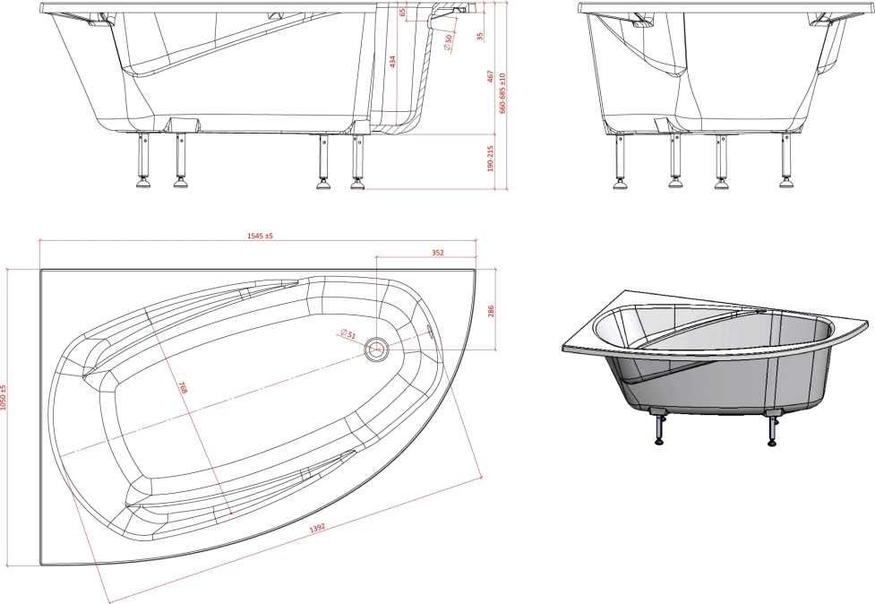 Ванна из искусственного камня Астра-Форм Тиора L 01010023 - 5