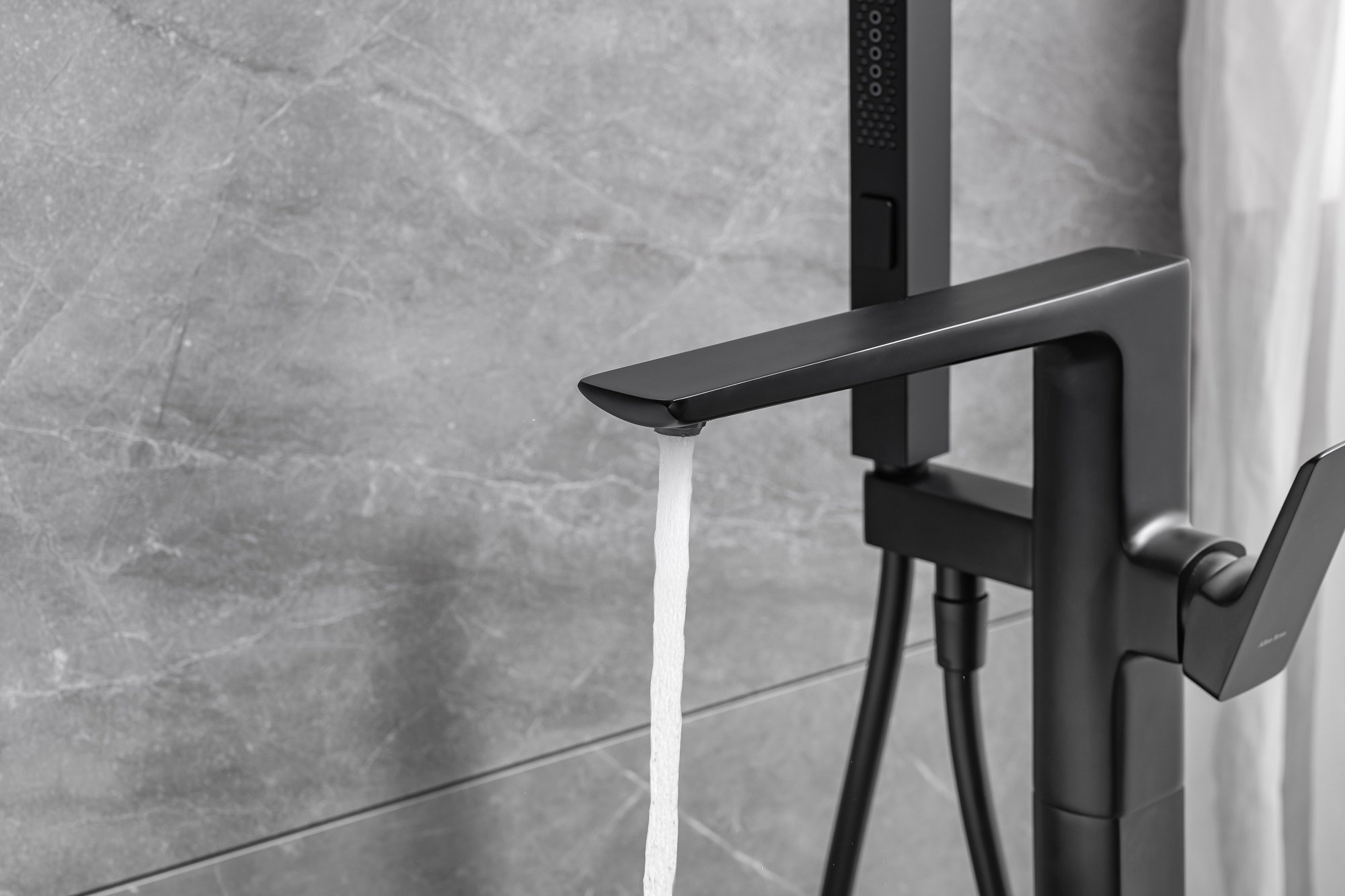 Смеситель напольный Allen Brau Infinity для ванны с душем черный матовый 5.21009-31 - 8