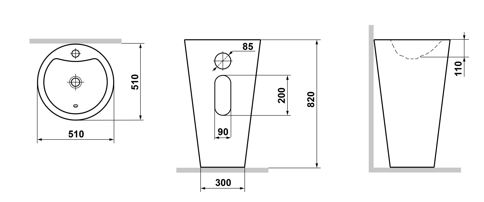 Напольная раковина Laguraty 51 см (1645В) 1645B - 7