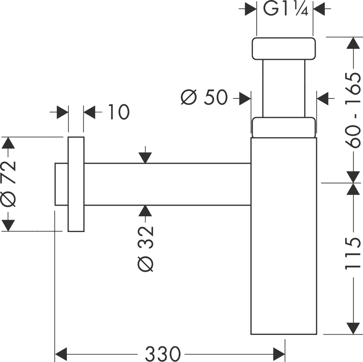 Сифон для раковины Hansgrohe Flowstar S 52105340 шлифованный черный - 1