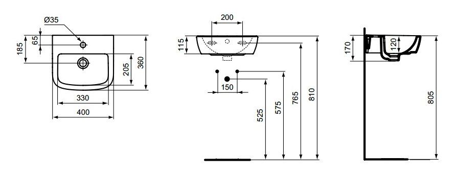 Подвесная раковина Ideal Standard Tempo  T056701 - 1