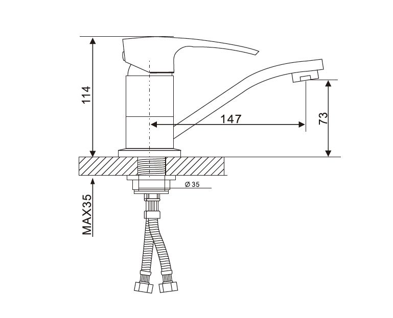 Смеситель для раковины/кухни с гайкой хром G4507 - 10