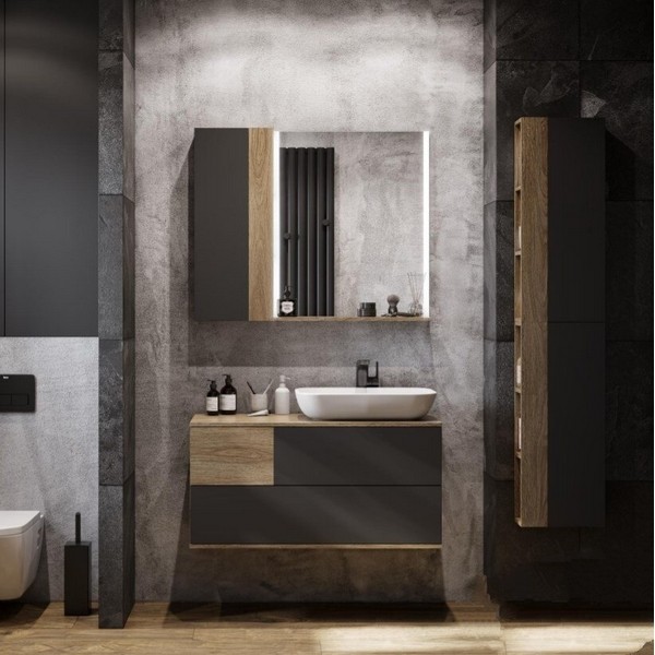 Тумба с раковиной Лола 60 Aquaton Терра 85 светлое дерево-серый 1A2472K2TEKA0 - 4