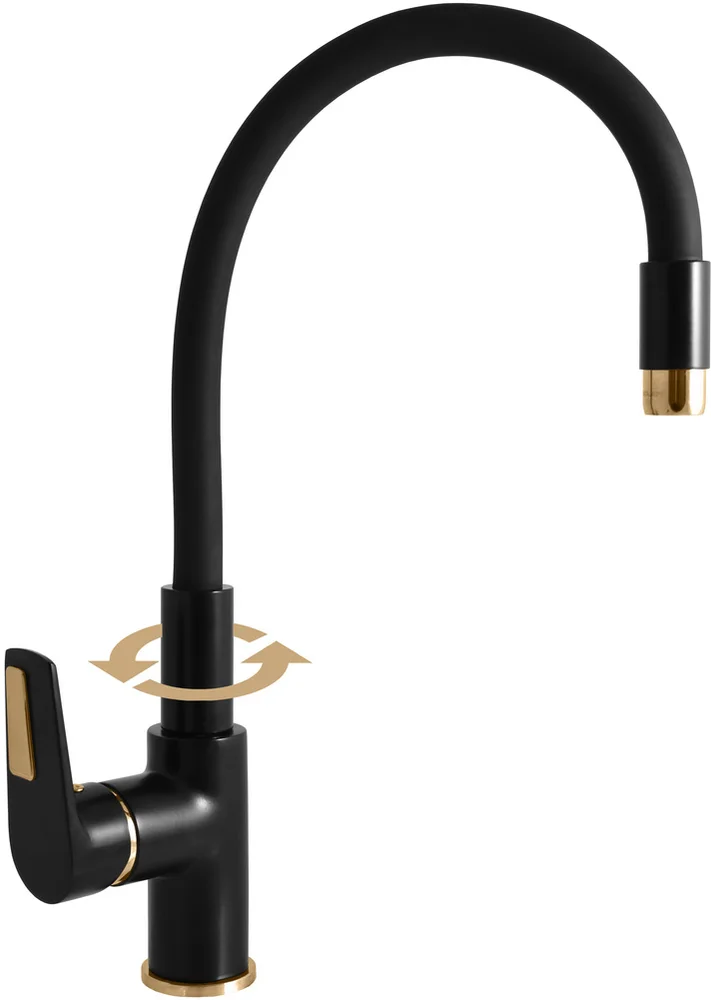 Смеситель для кухни Rav Slezak Colorado с гибким изливом черный матовый - золото CO319.5/10CMATZ - 1