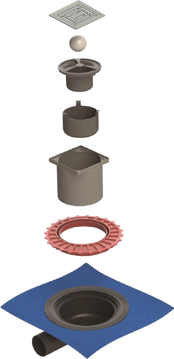 Душевой трап Berges Wasserhaus Zentrum Uno 10x10 см 090371 - 2