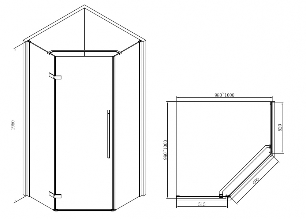 Душевой уголок ABBER Ewiges Wasser AG05100B - 4
