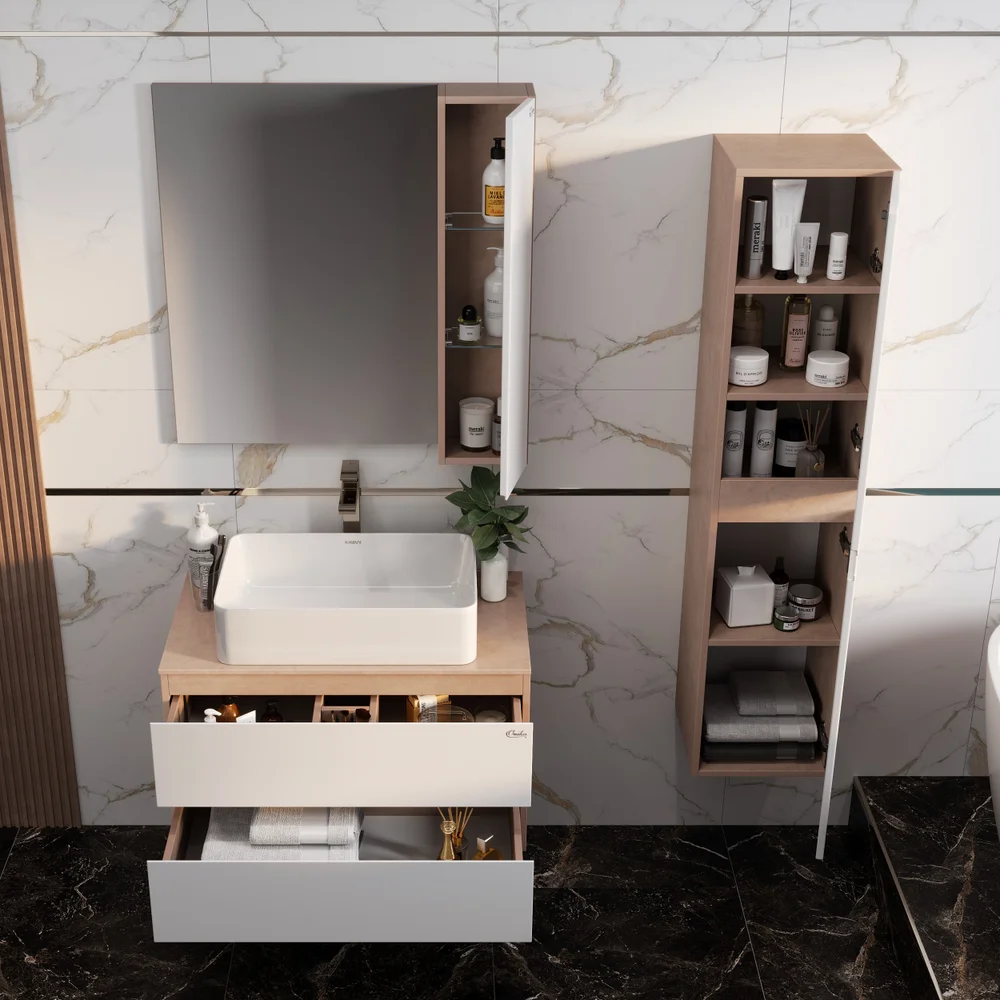 Шкаф-пенал Onika Алеста 35 камень светлый/белый  403566 - 4