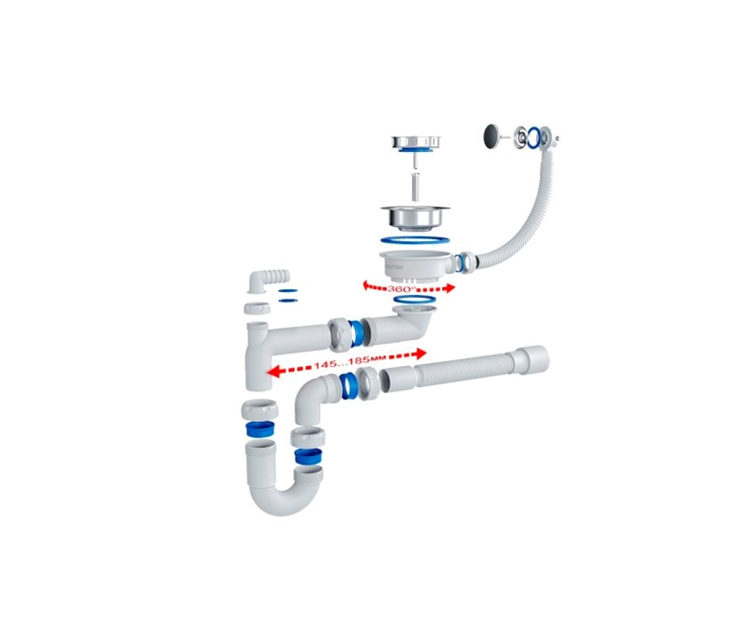 Сифон телескопический с круглым переливом Paulmark Trust хром PM1022-CR - 4