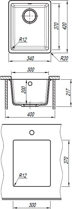 Мойка кухонная Florentina Вега 300 шампань 22.305.A0300.202 - 1