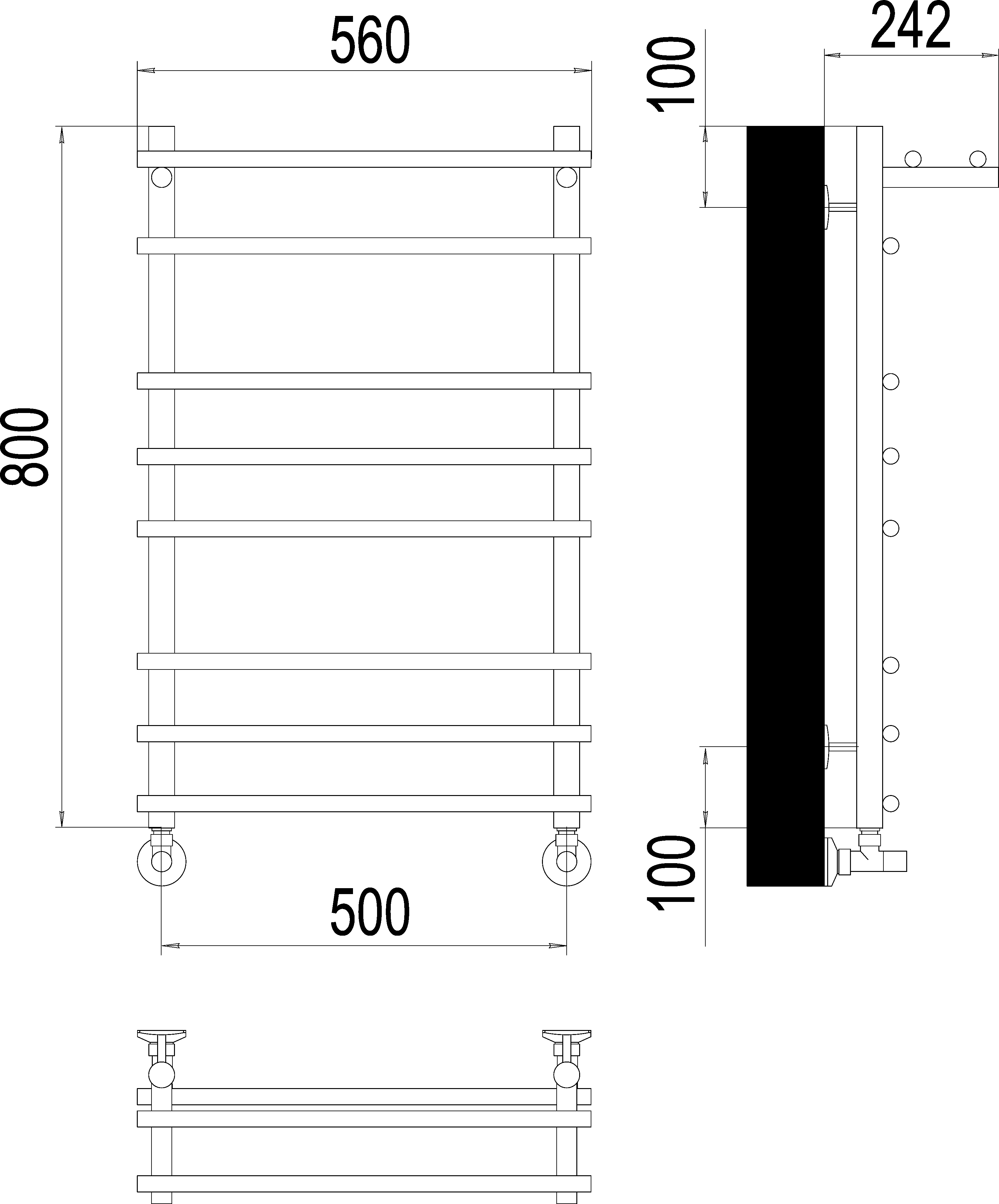 Водяной полотенцесушитель Terminus Ватра П8 500х800 с полкой Хром 4670078529503 - 2