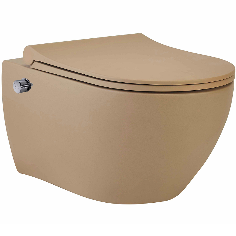 Унитаз подвесной beWash Bogen бежевый с сиденьем микролифт с функцией биде 88343673 - 0