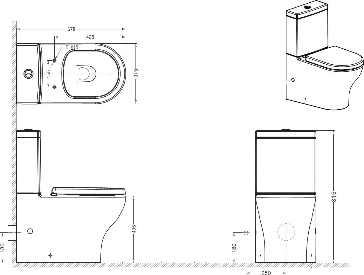 Чаша для унитаза-компакта Bravat Rael CX01016UW-PA с микролифтом CX01016UW-PA-RUS - 1