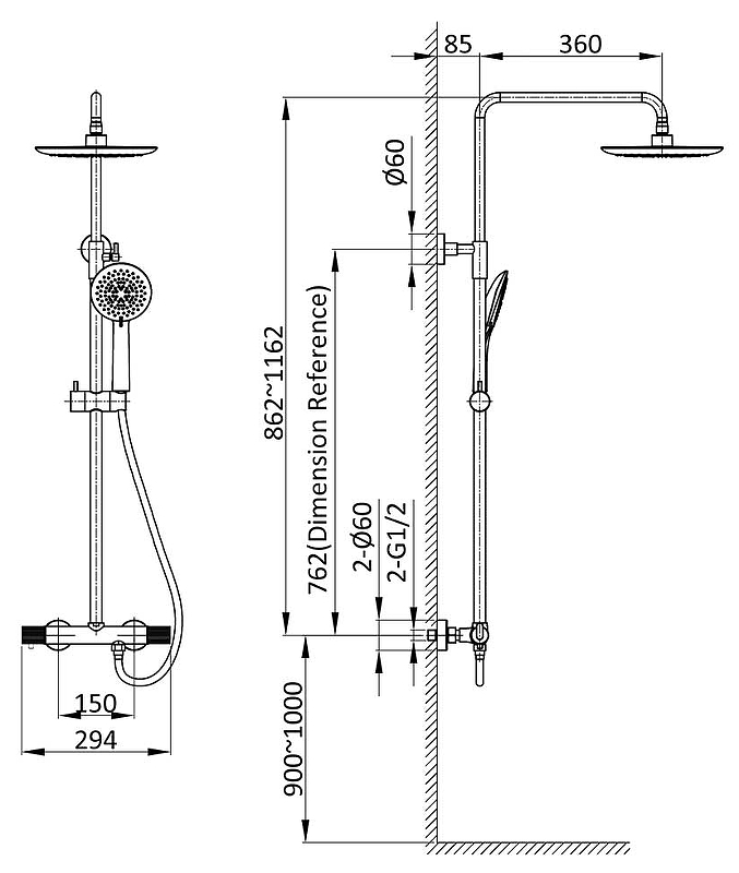 Душевая стойка Vincea Desire вороненая сталь VSFS-1D0TGM - 2