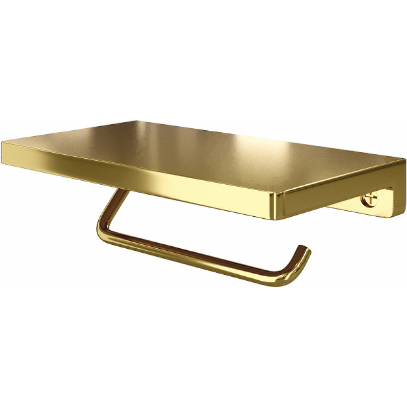 Держатель туалетной бумаги с полочкой WasserKRAFT золото K-1725 - 0