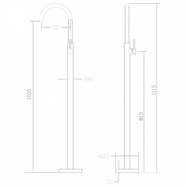Смеситель напольный ABBER Wasser Kreis черный матовый  AF8141B - 2