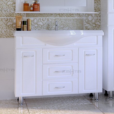 Тумба с раковиной Санта Монарх 100 белый - 0