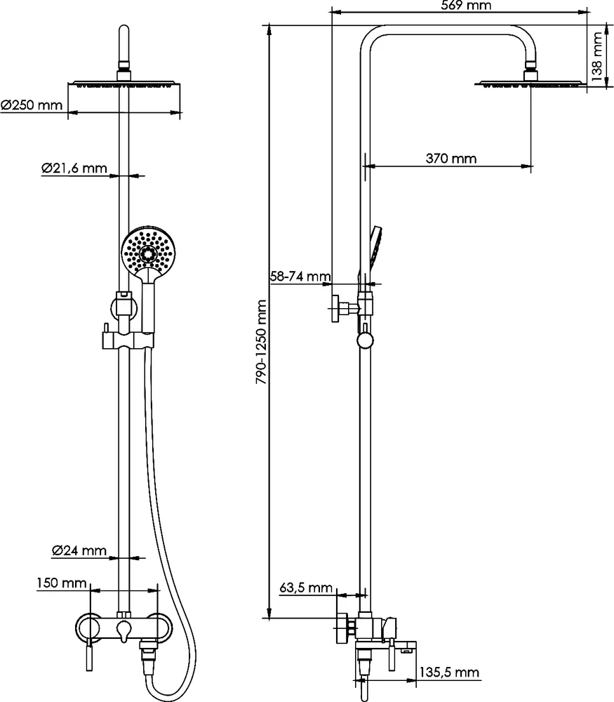 Душевая стойка Wasserkraft никель A14201 - 15