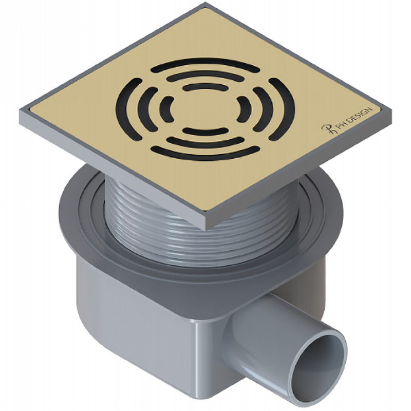 Душевой трап Armadi Art Smart Design 10х10 с решеткой золото 984-10-G - 0