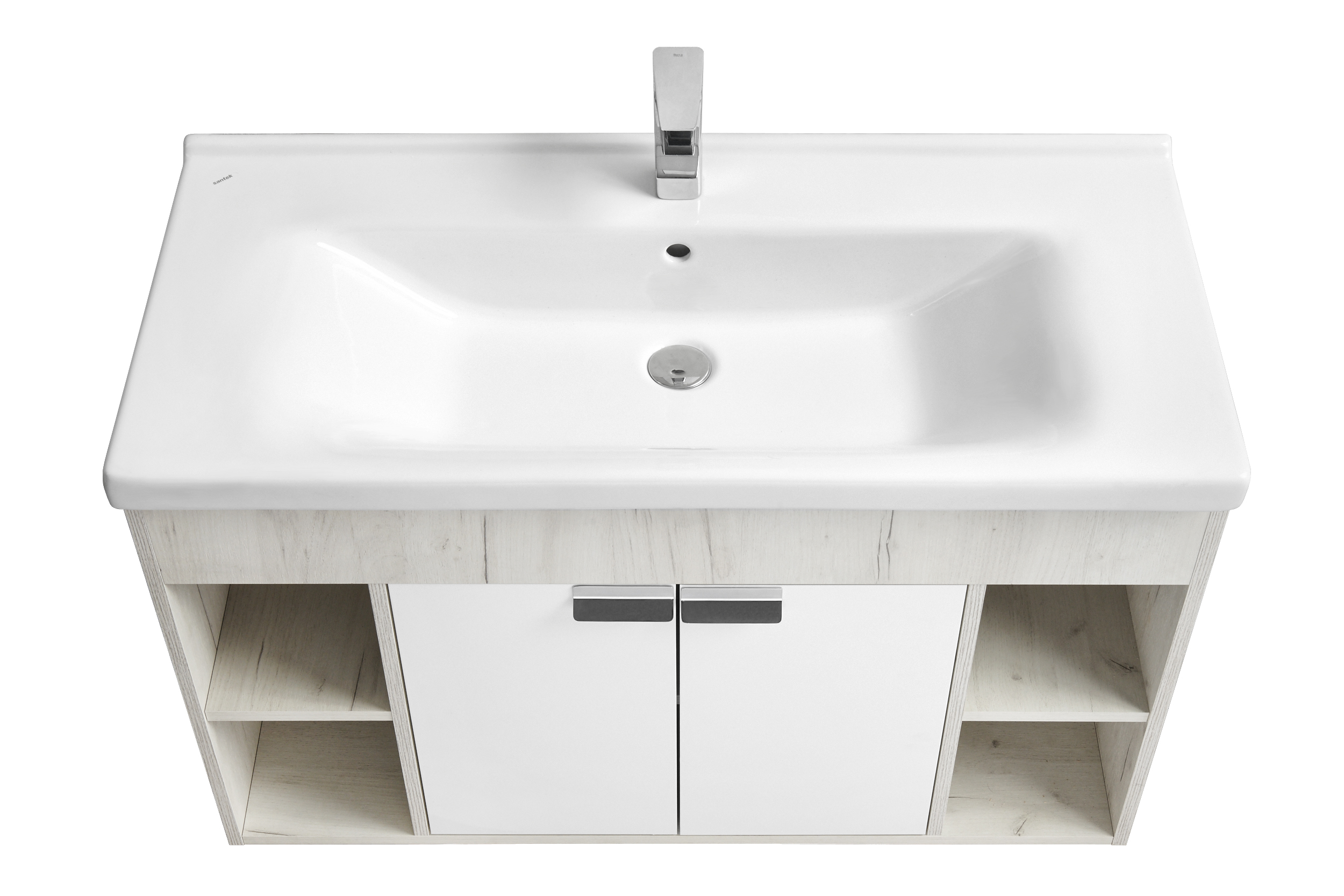 Тумба под раковину Aquaton Флай 100 белый-светлое дерево 1A237501FAX10 - 0