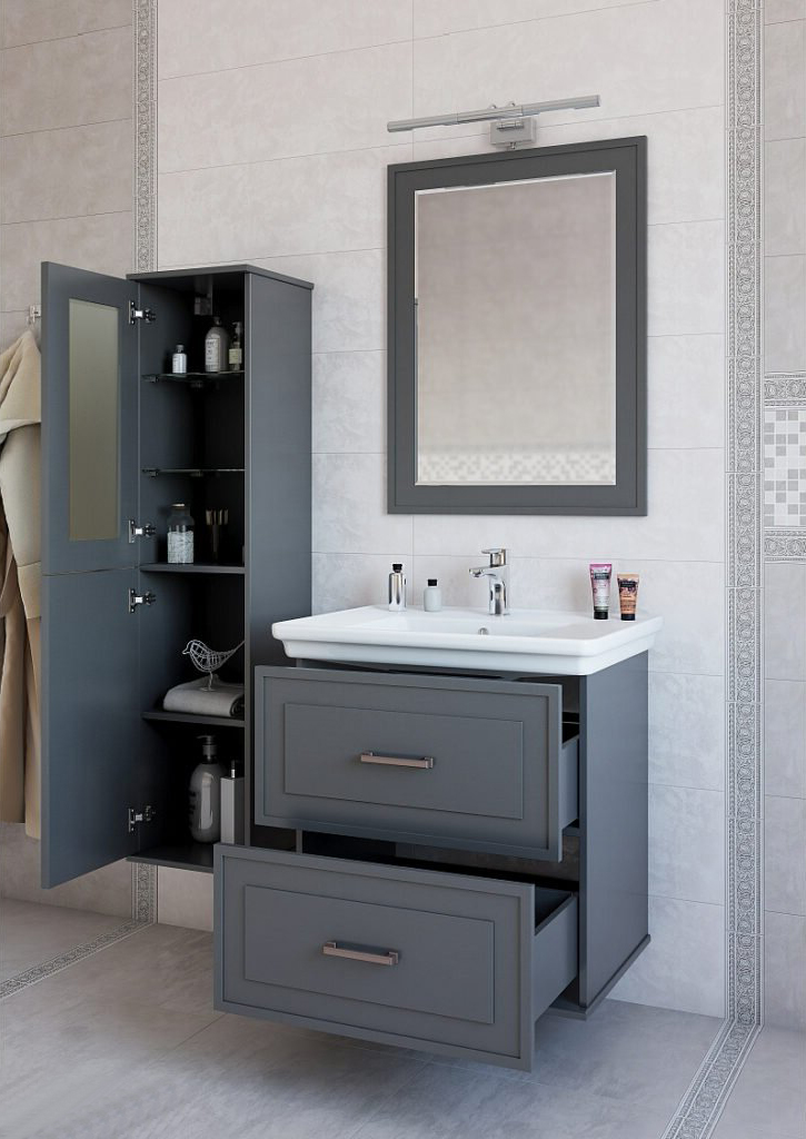 Шкаф-пенал Sanflor Модена L, серый C03247 - 2