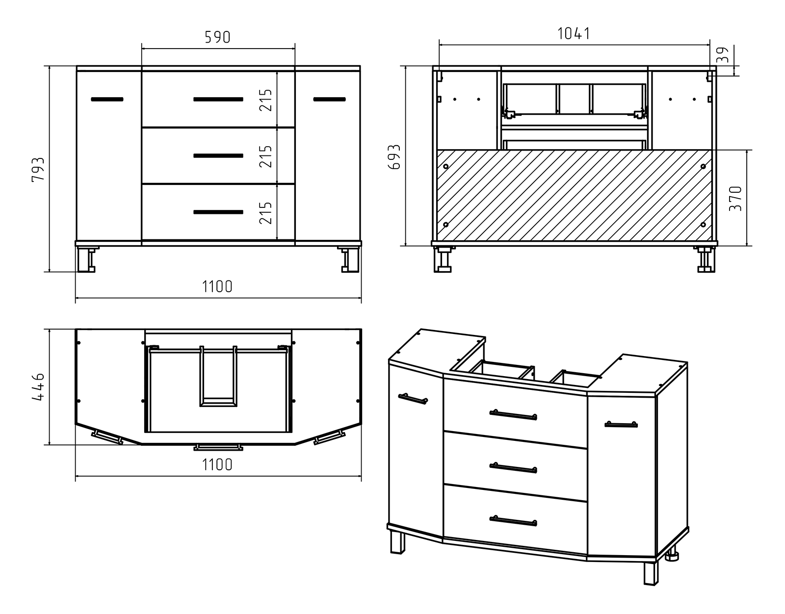 Терра -110 Тумба с 3 ящ. белая П-Тер01110-0113Я - 3