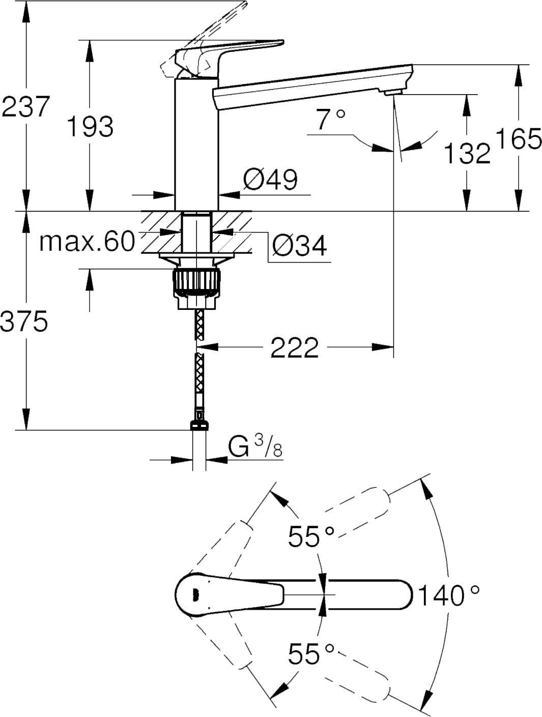 Смеситель Grohe BauEdge 31693000 для кухонной мойки - 1