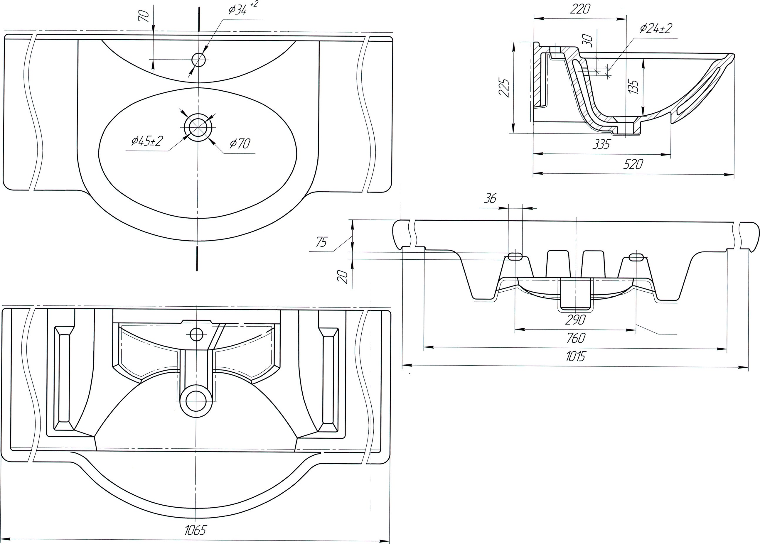 Тумба с раковиной Misty Лувр 105 - 3