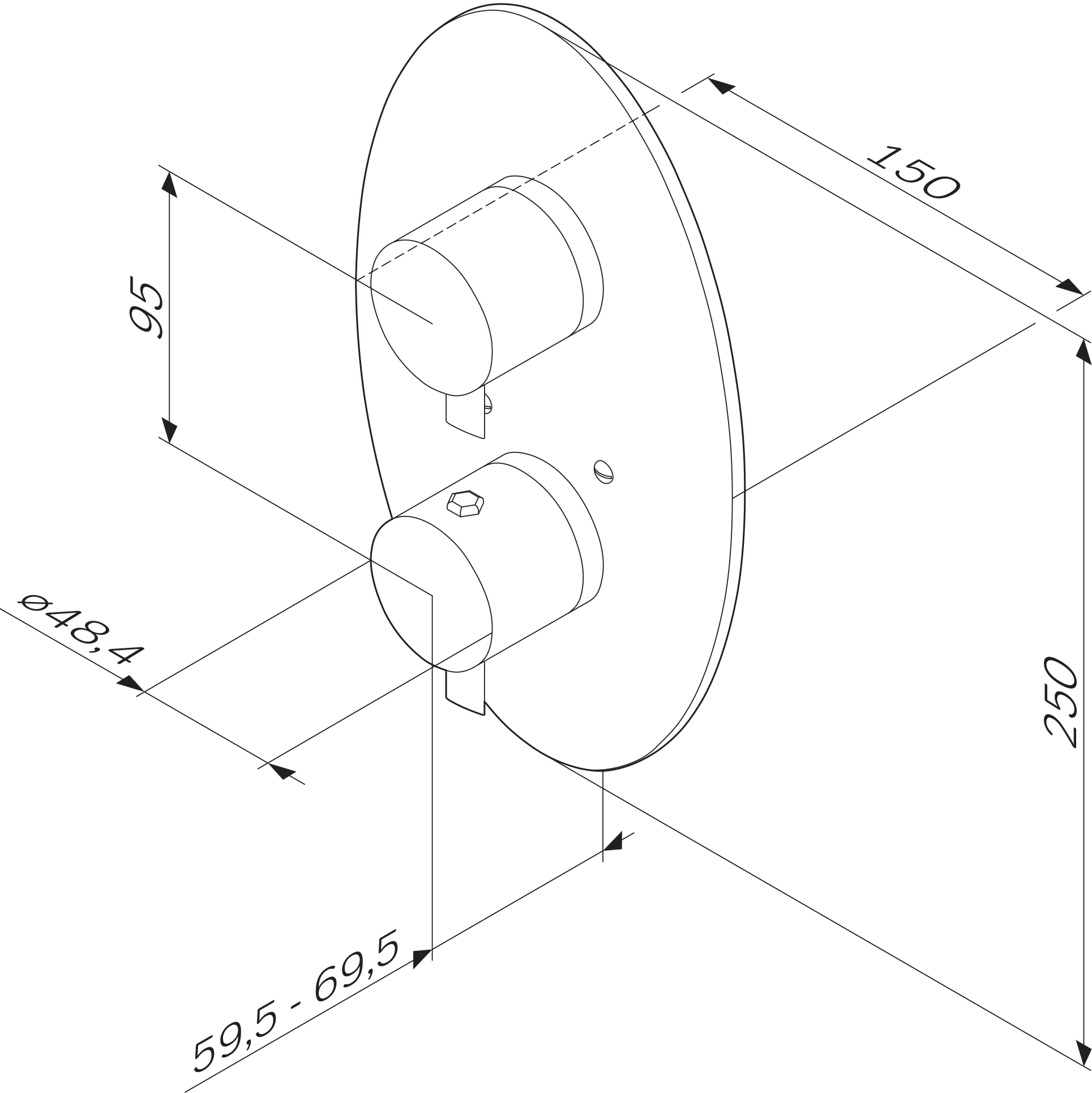Термостат AM.PM Awe F1590000 С ВНУТРЕННЕЙ ЧАСТЬЮ, для душа - 1