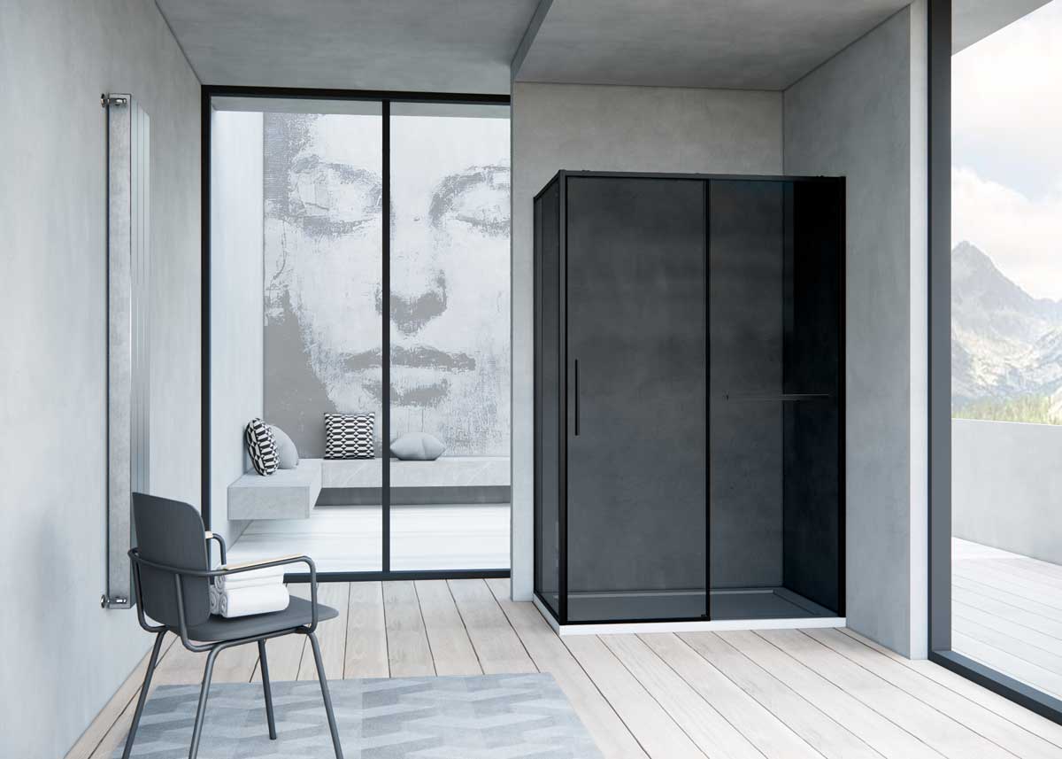 Душевой уголок Vincea Slim Soft 120х90 профиль черный стекло тонированное  VSR-1SS9012CGB - 1