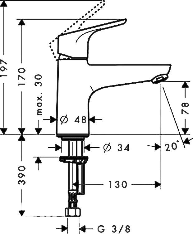 Смеситель Hansgrohe Focus E2 31931000 для раковины - 1
