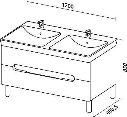 Тумба с раковиной SanVit Форма 120 двойная белый глянец - 3