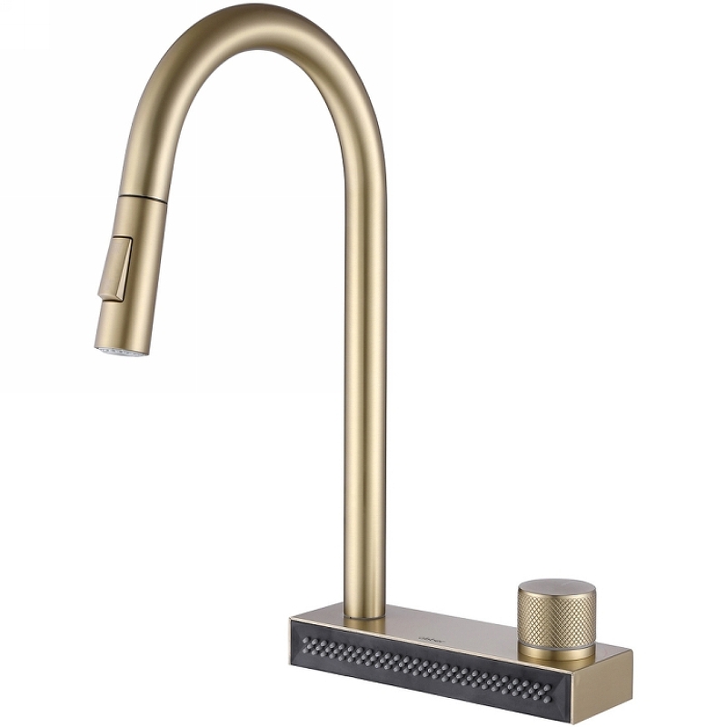 Смеситель для кухни Abber Wasser Kreis золото матовое AF8114G - 0