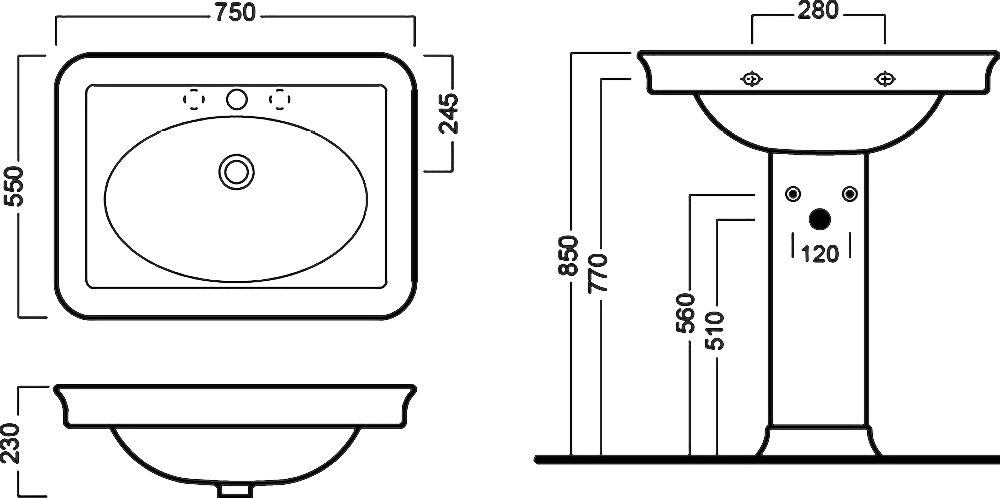 Раковина Hatria Dolcevita 75 см Y0EJ01 - 4