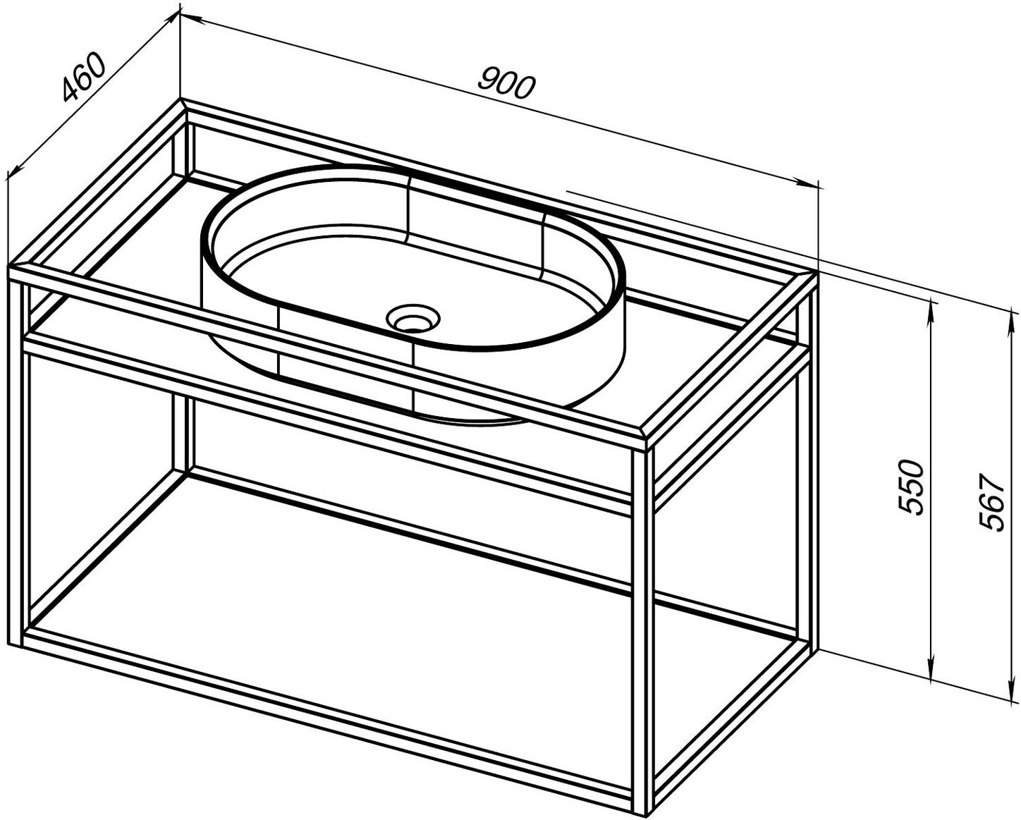 1.33003.60 LIBERTY Консоль 90 подвесная, медь браш (274341) - 1