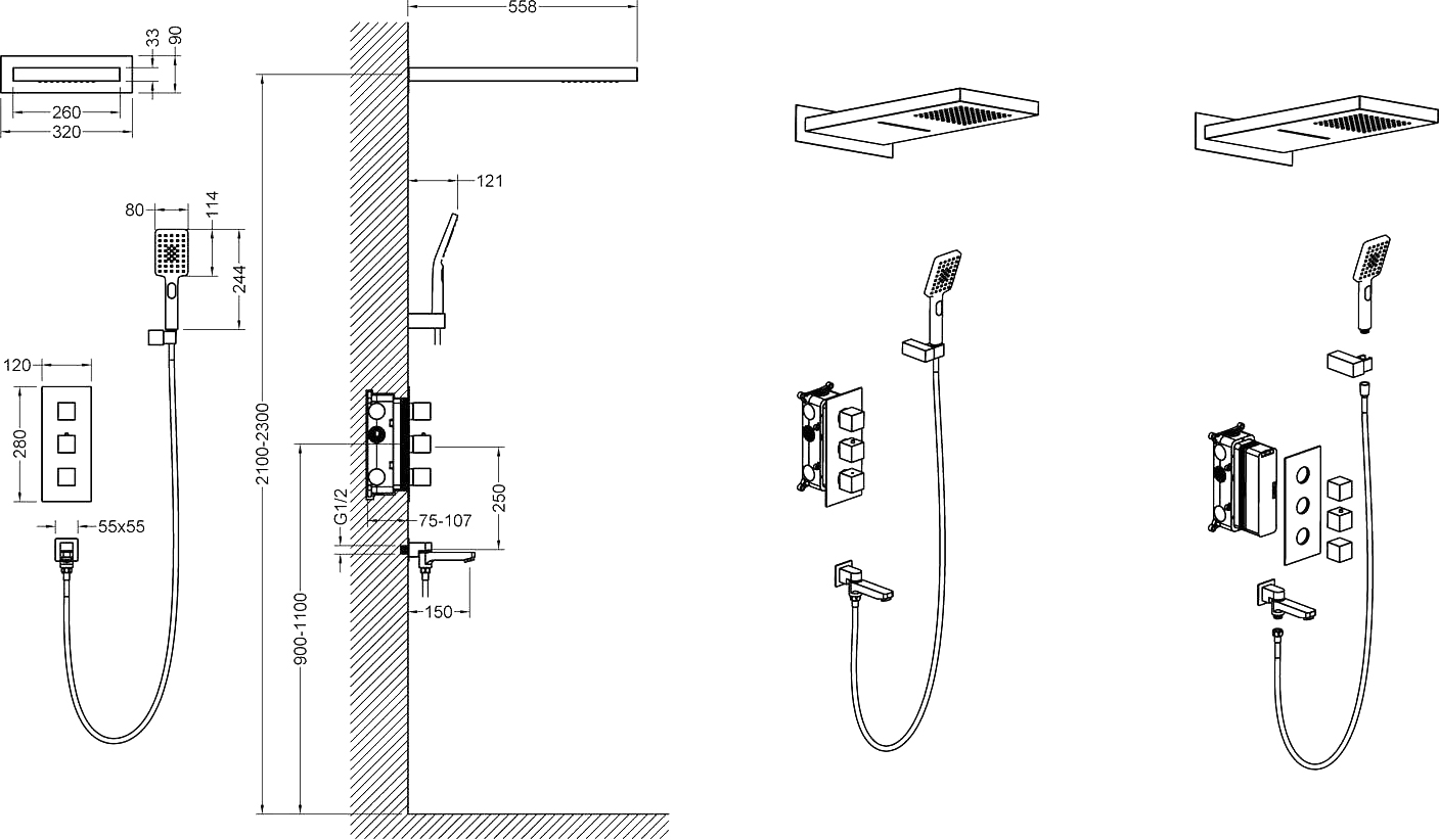 Душевой комплект Timo Petruma SX-5079/03SM черный - 1