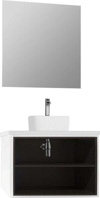 Тумба под раковину открытая Aquaton Брук 80 белый-темное дерево 1A201501BCDF0 - 3