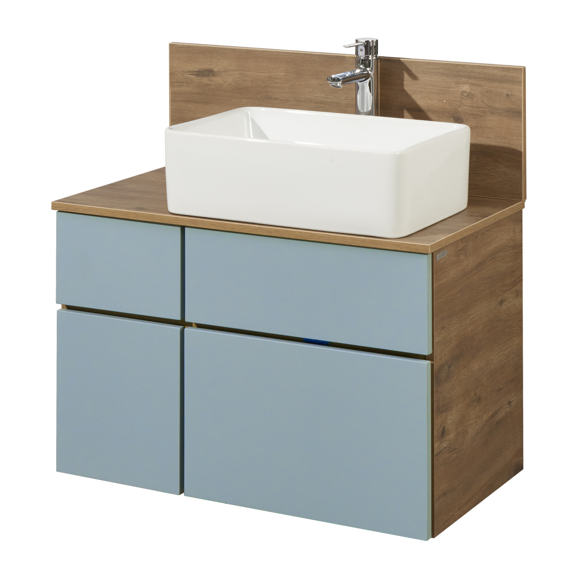 Тумба с раковиной Mila 50 и столешницей Aquaton Мишель 80 светлое дерево-голубой 1A2568K3MIDR0 - 0