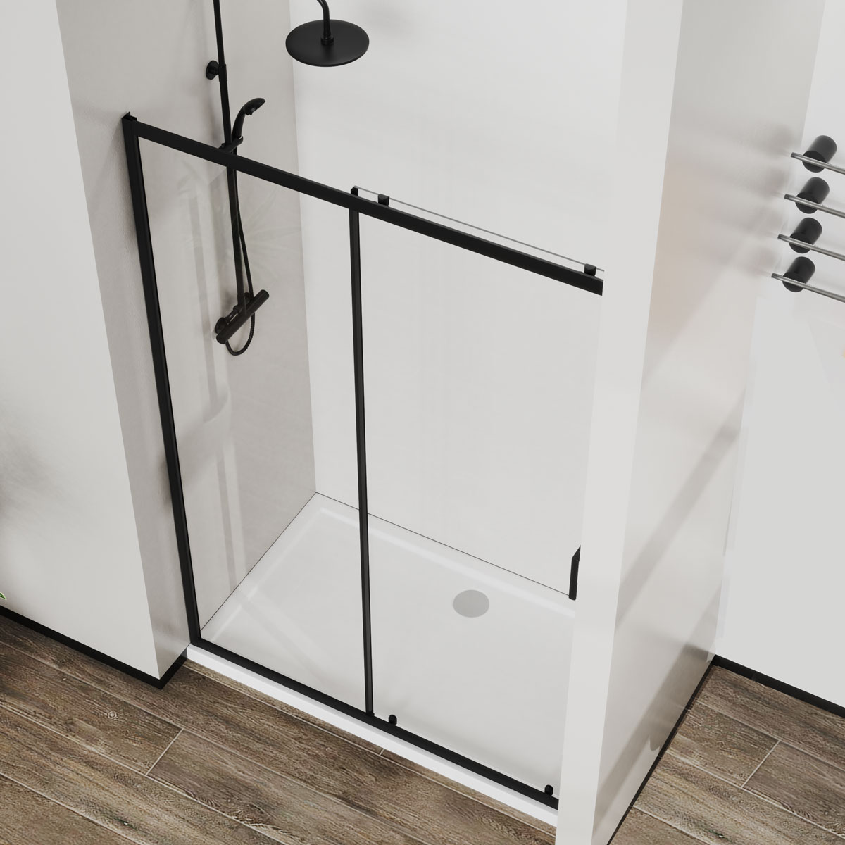 Душевая дверь в нишу Vincea City 120х195 профиль черный стекло прозрачное  VDS-5CT120CLB - 4